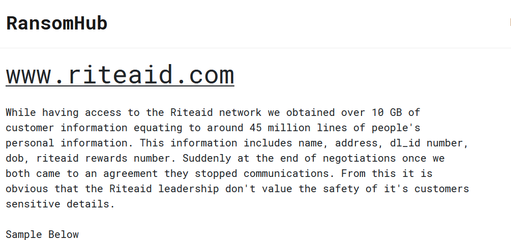 Rite Aid ransomware